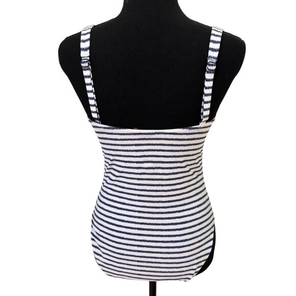 Swimsuit White/Blue Striped Women's 1 Piece - Picture 2 of 6